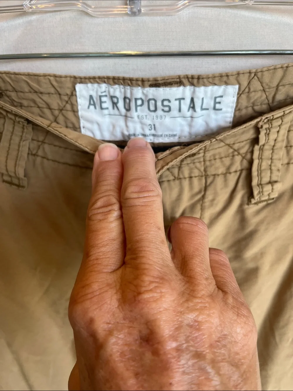 Aeropostale Men's Khaki Cargo Shorts with Multi-Pocket Design